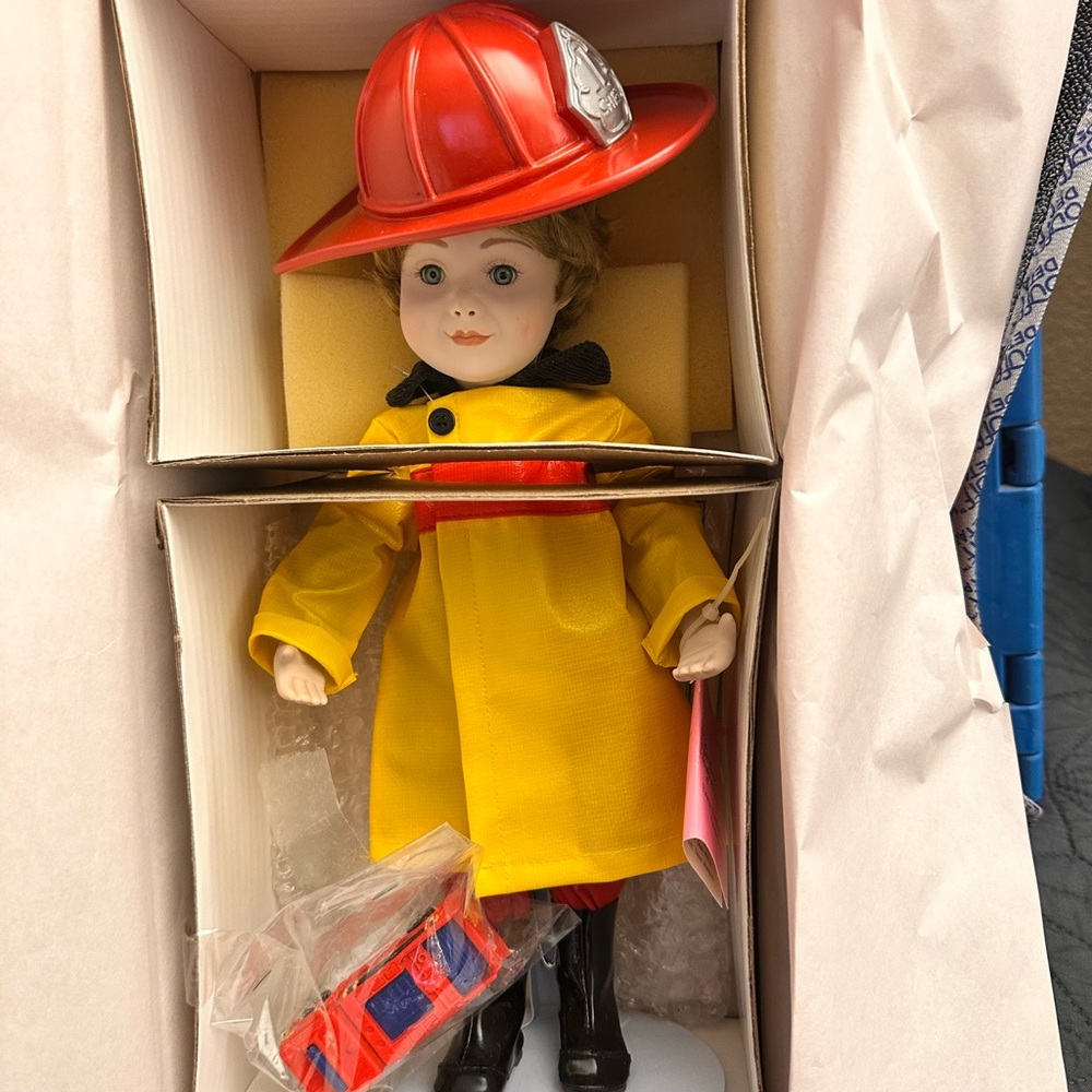 Vintage Paradise Galleries "Michael" By Laine Gordon Firefighter Porcelain Doll